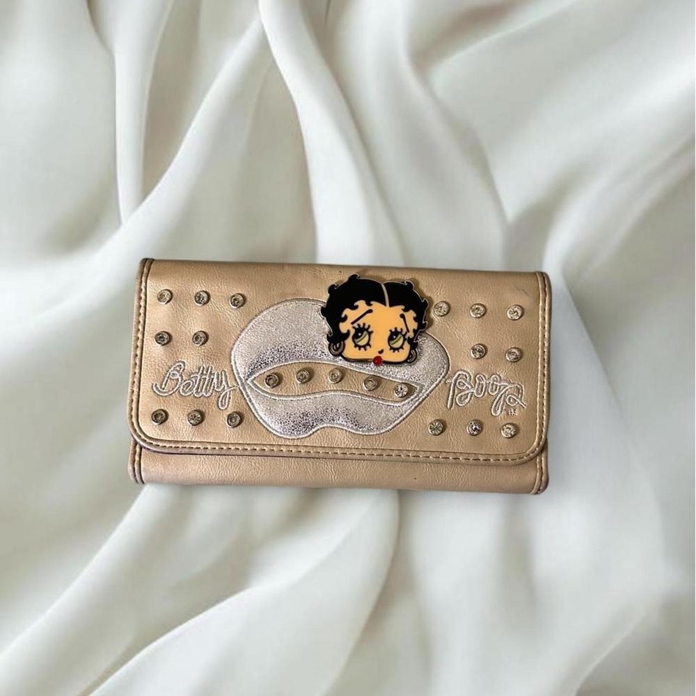 Betty Boop gold diamond studded tri-fold‎ wallet y2k mcbling